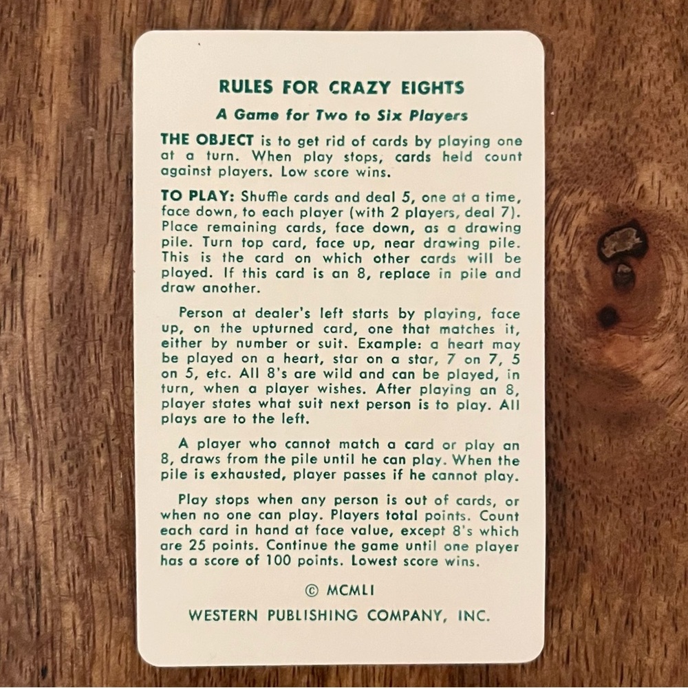 Vintage Whitman Crazy Eights Card Game - Picture 3 of 4